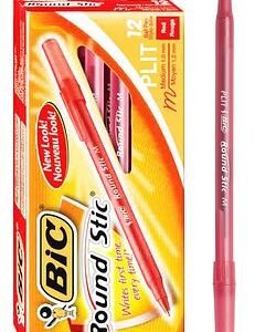 Caja de Boligrafo Bic Round Stic Med. Rojo 12/1